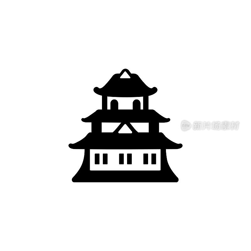 Japanese Castle vector icon. Isolated Japanese Castle Building flat emoji, emoticon symbol - Vector